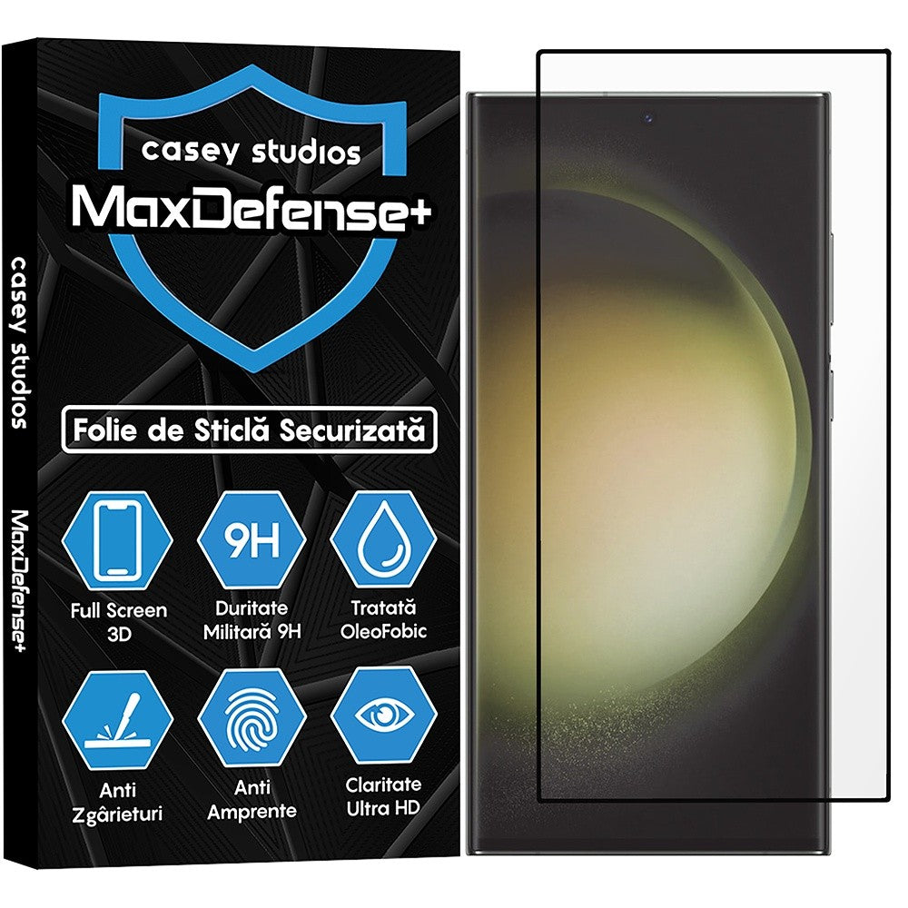 Folie Sticla MaxDefense+ - Samsung Galaxy S23 Ultra - Negru