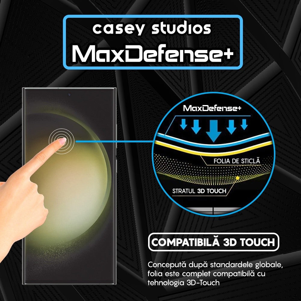 Folie Sticla MaxDefense+ - Samsung Galaxy S23 Ultra - Negru