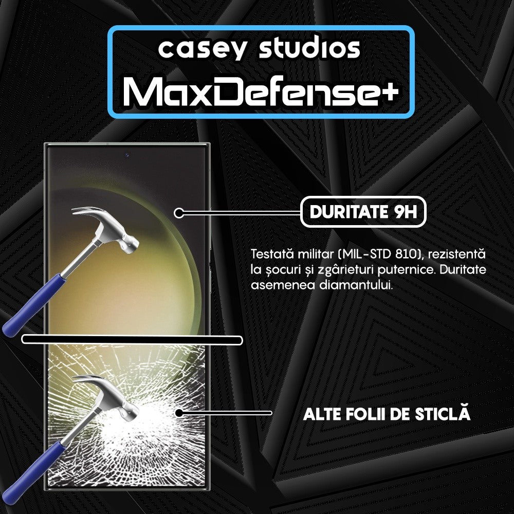 Folie Sticla MaxDefense+ - Samsung Galaxy S23 Ultra - Negru