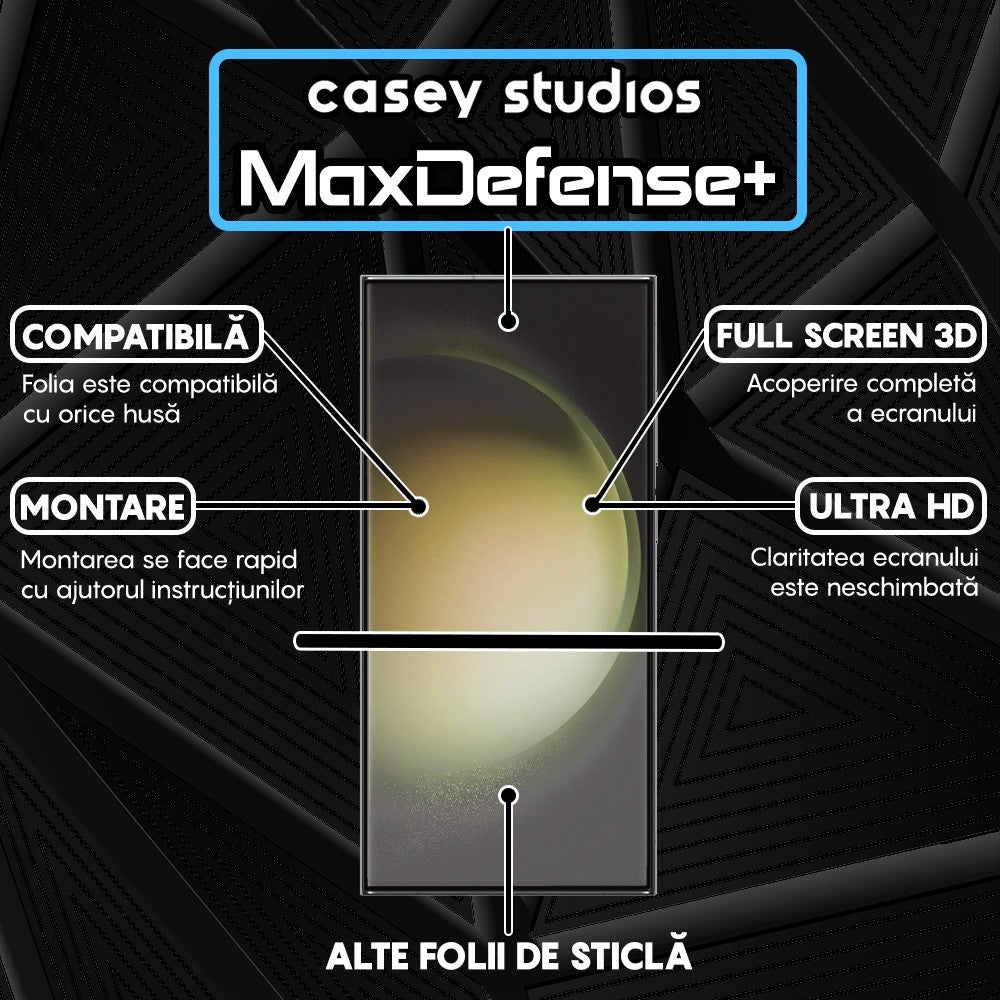 Folie Sticla MaxDefense+ - Samsung Galaxy S23 Ultra - Negru