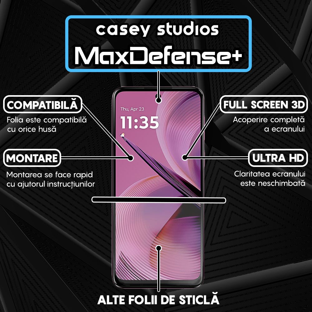 Folie Sticla MaxDefense+ - Motorola Moto G55 - Negru