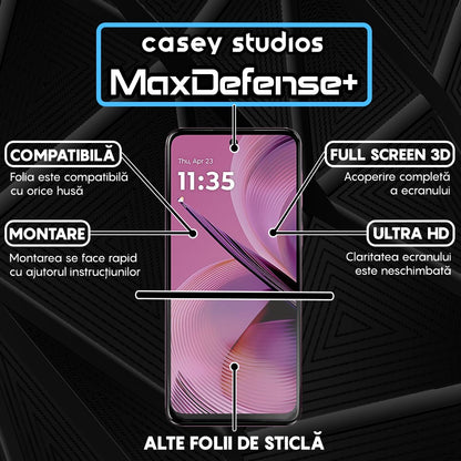 Folie Sticla MaxDefense+ - Motorola Moto G55 - Negru