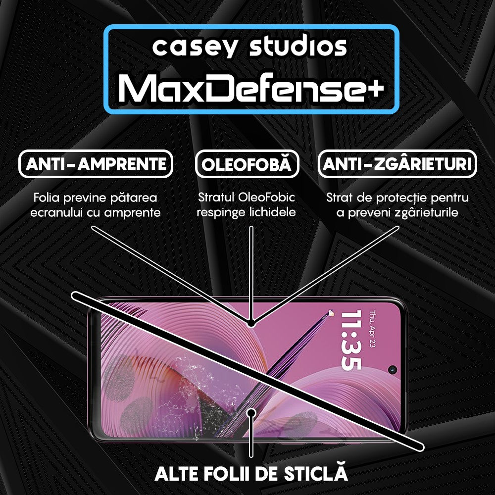 Folie Sticla MaxDefense+ - Motorola Moto G55 - Negru