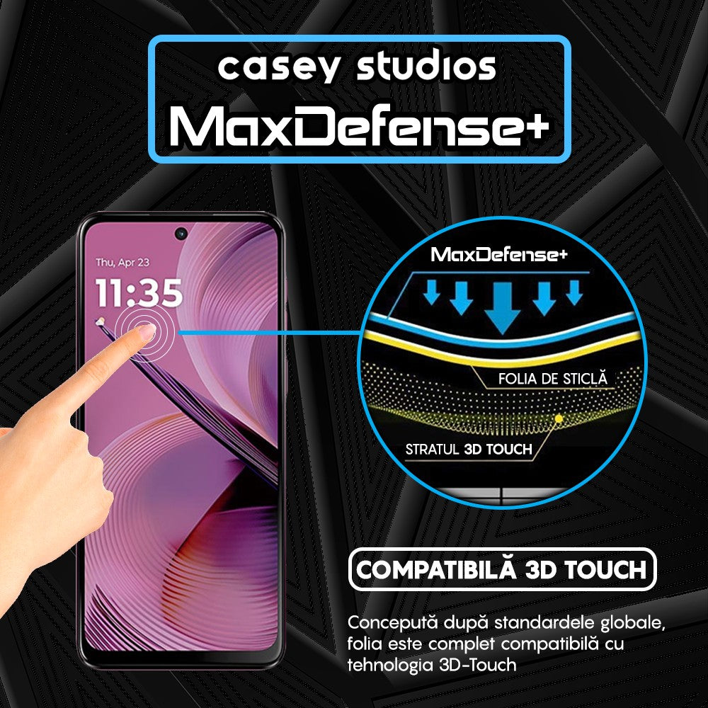 Folie Sticla MaxDefense+ - Motorola Moto G55 - Negru
