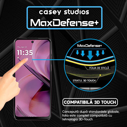 Folie Sticla MaxDefense+ - Motorola Moto G55 - Negru