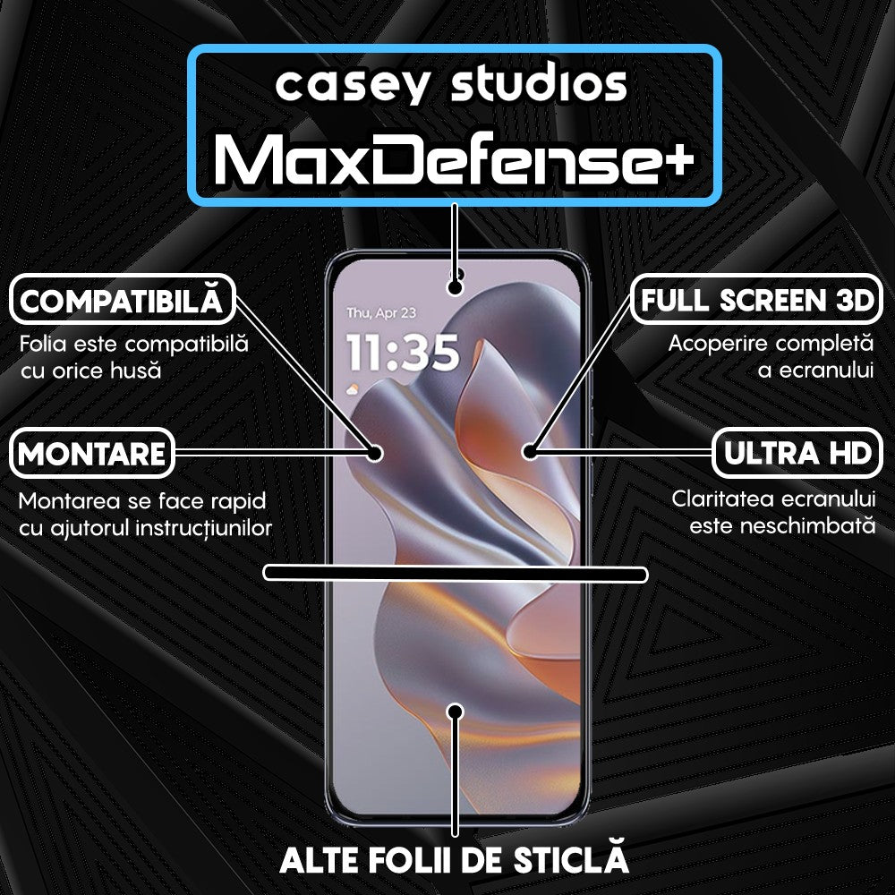 Folie Sticla MaxDefense+ - Motorola Moto S50 - Negru