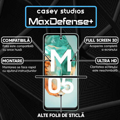Folie Sticla MaxDefense+ - Samsung Galaxy M05 - Negru