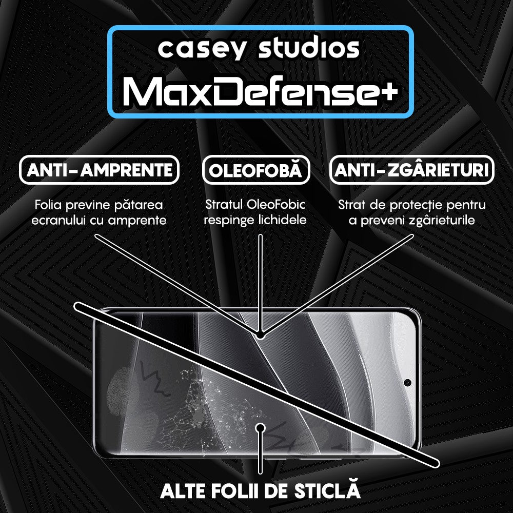 Folie Sticla MaxDefense+ - Xiaomi Redmi Note 14 Pro+ - Negru