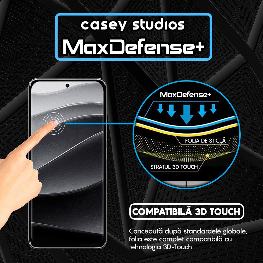 Folie Sticla MaxDefense+ - Xiaomi Redmi Note 14 Pro+ - Negru