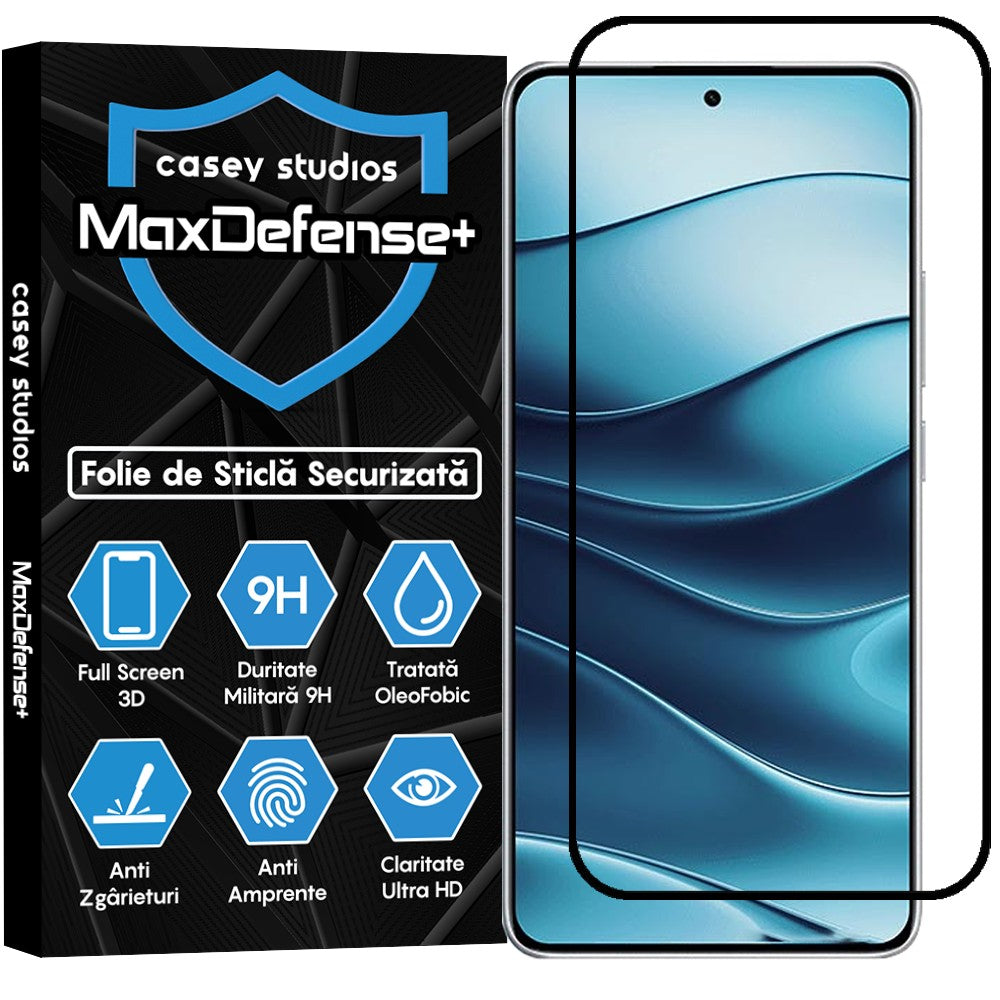 Folie Sticla MaxDefense+ - Xiaomi Redmi Note 14 - Negru