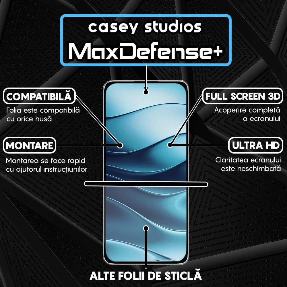 Folie Sticla MaxDefense+ - Xiaomi Redmi Note 14 - Negru