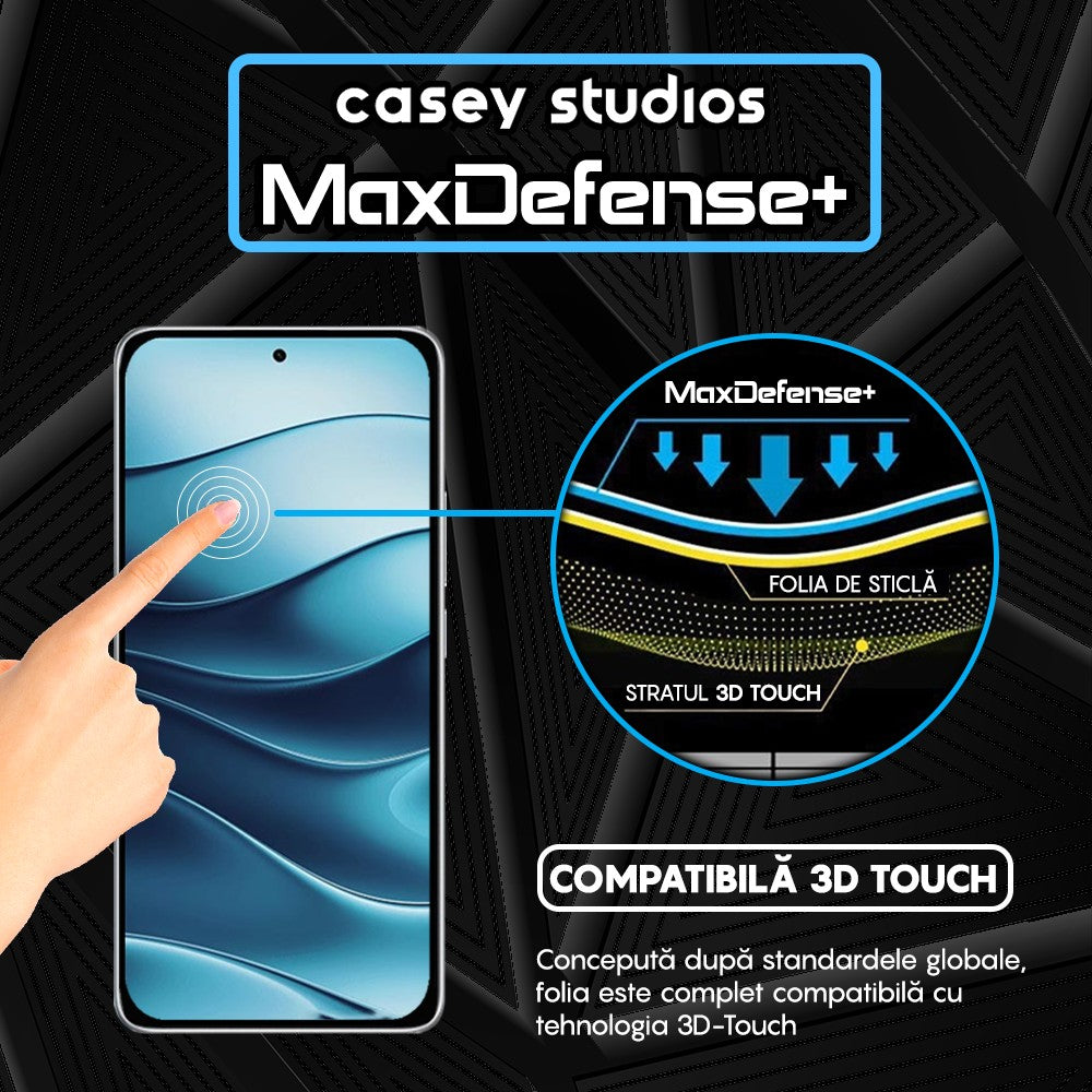 Folie Sticla MaxDefense+ - Xiaomi Redmi Note 14 - Negru