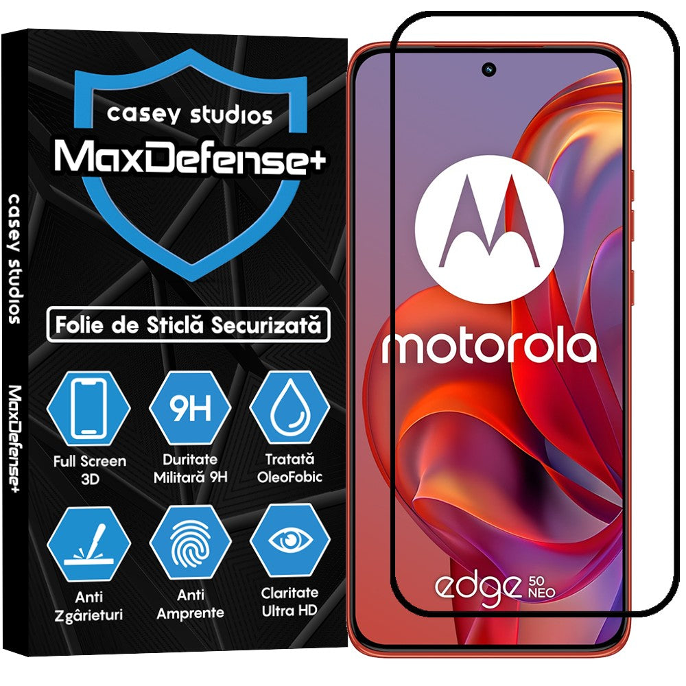 Folie Sticla MaxDefense+ - Motorola Edge 50 Neo - Negru