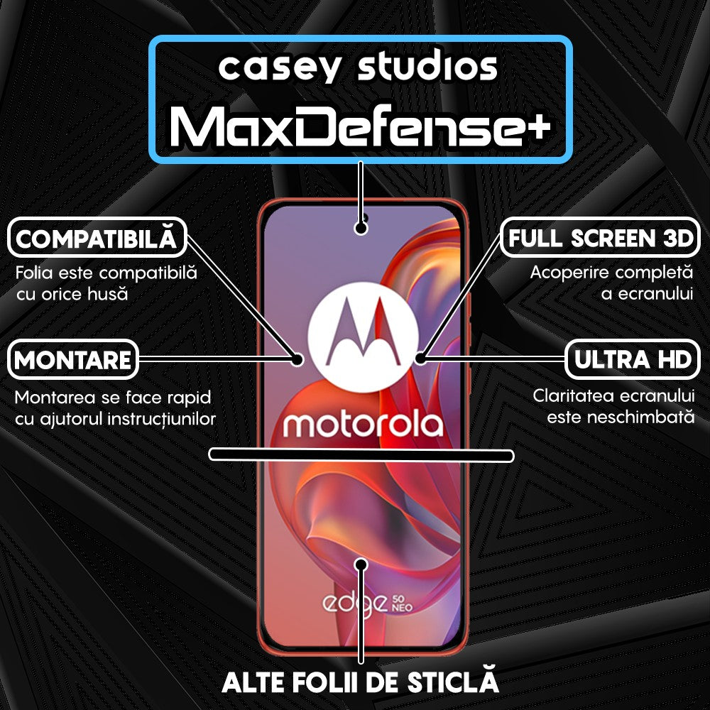 Folie Sticla MaxDefense+ - Motorola Edge 50 Neo - Negru
