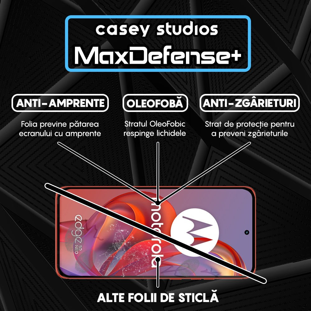 Folie Sticla MaxDefense+ - Motorola Edge 50 Neo - Negru