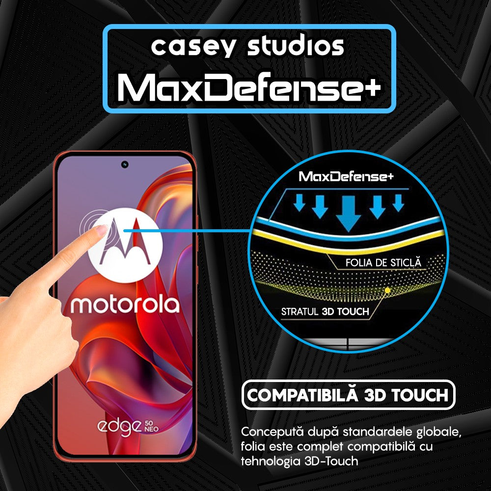Folie Sticla MaxDefense+ - Motorola Edge 50 Neo - Negru