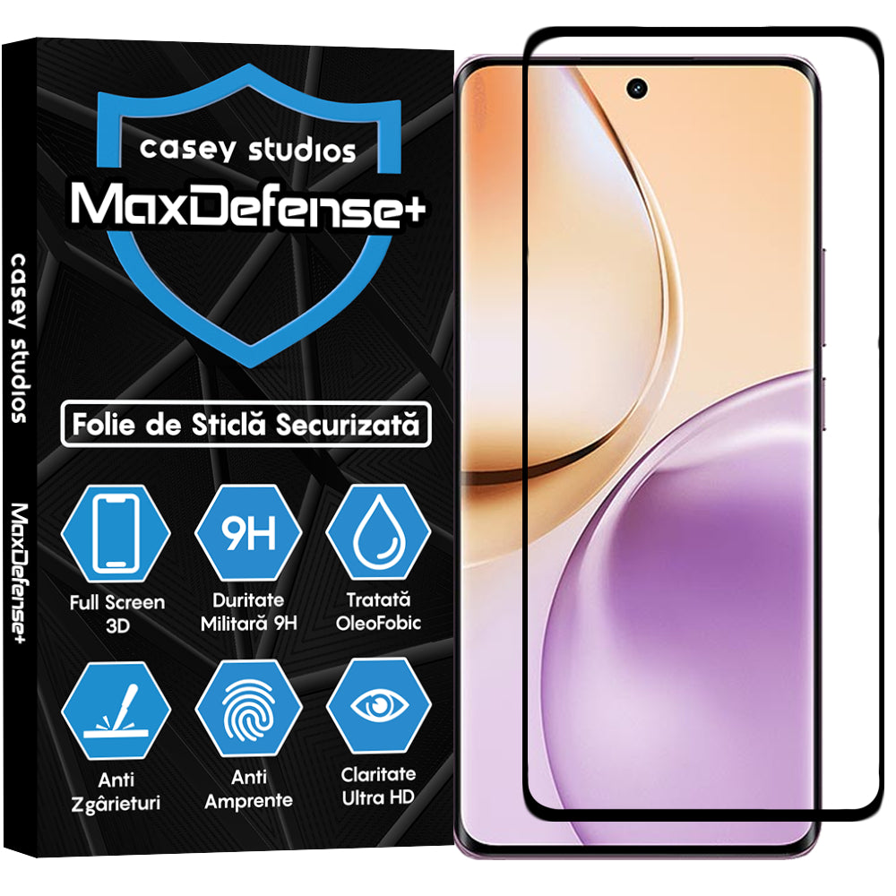 Folie Sticla MaxDefense+ - Realme 14 Pro - Negru