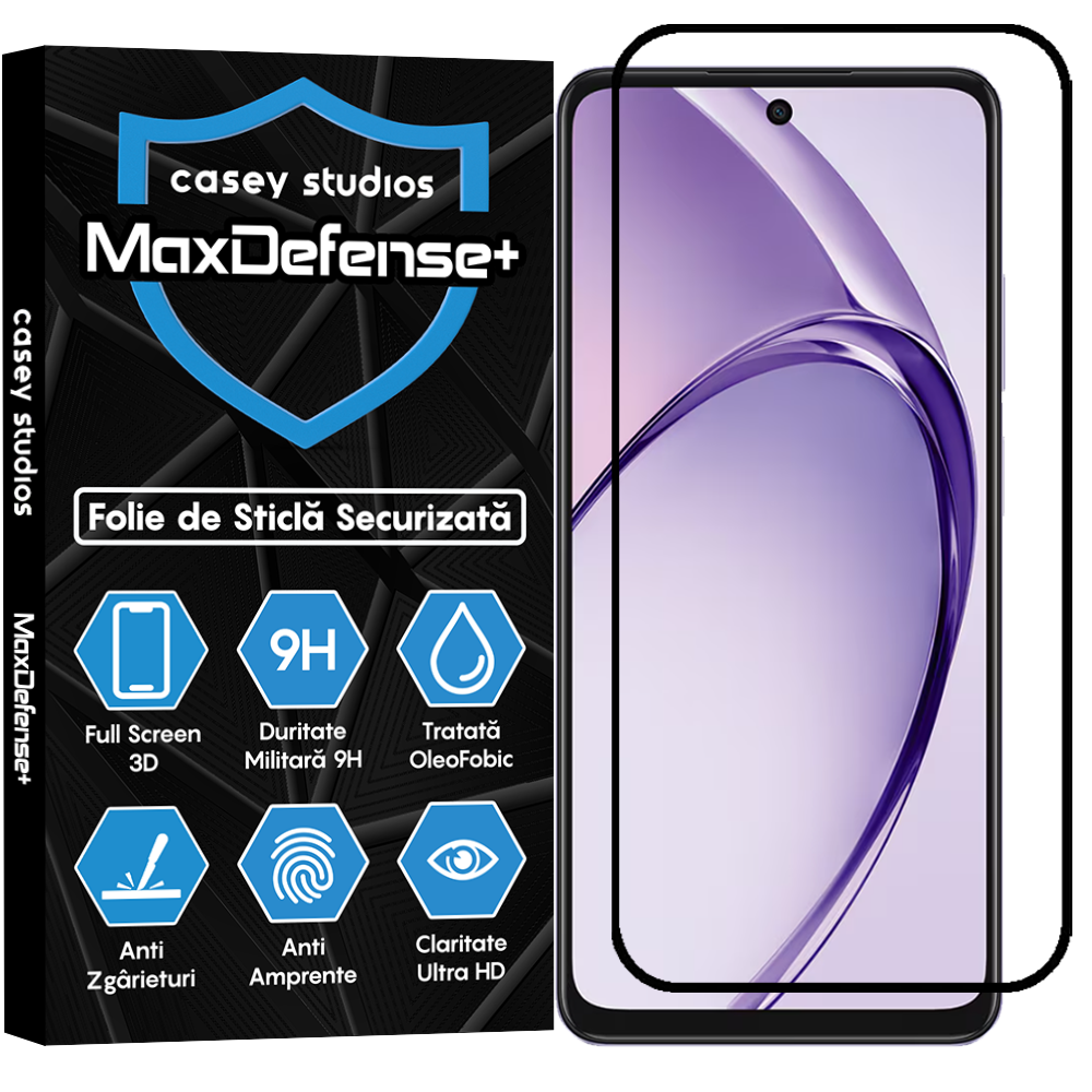 Folie Sticla MaxDefense+ - Oppo A5 Pro 5G - Negru
