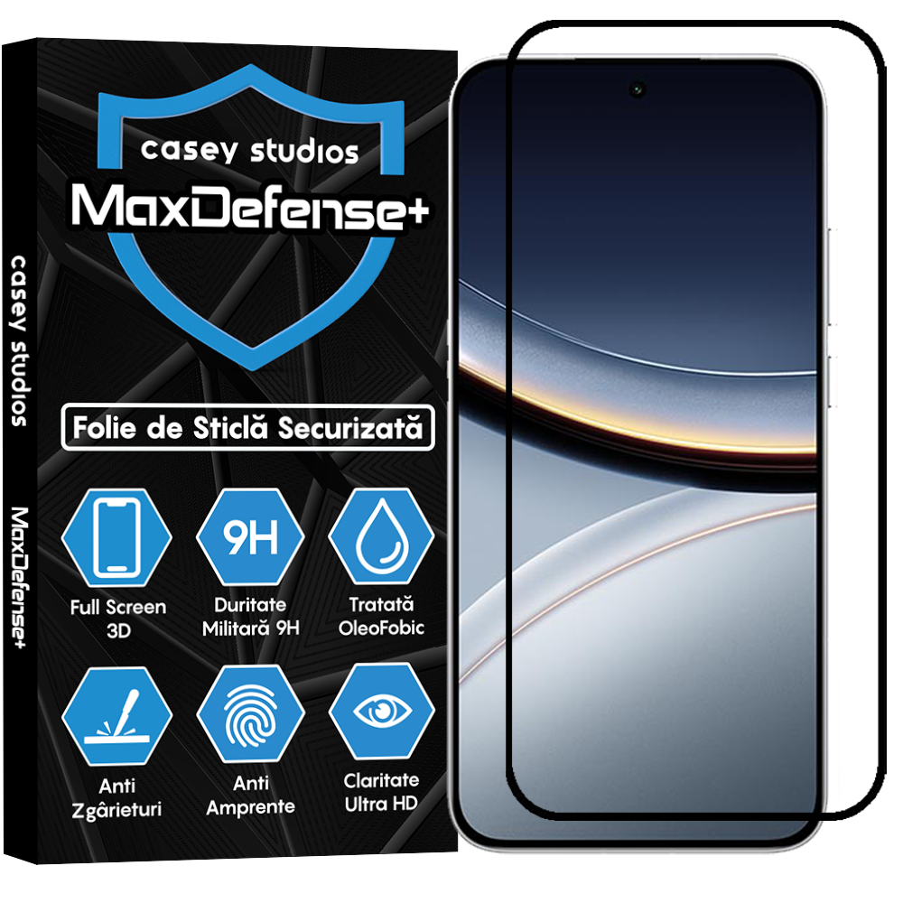 Folie Sticla MaxDefense+ - Xiaomi Poco F7 - Negru