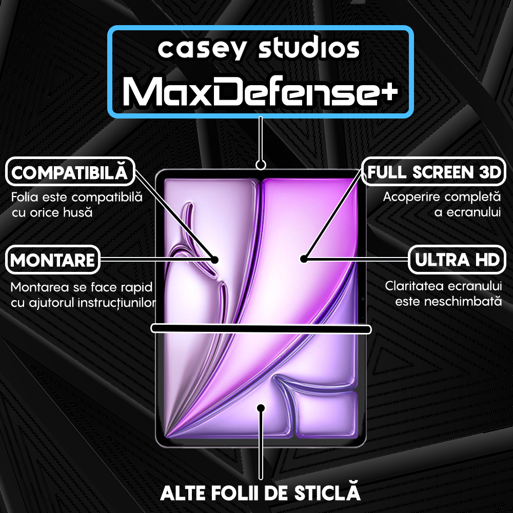 Folie Sticla MaxDefense+ - iPad Air 13 2025 - Clear