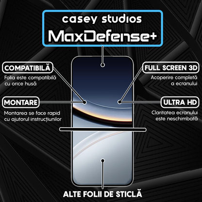 Folie Sticla MaxDefense+ - Xiaomi Poco F7 - Negru