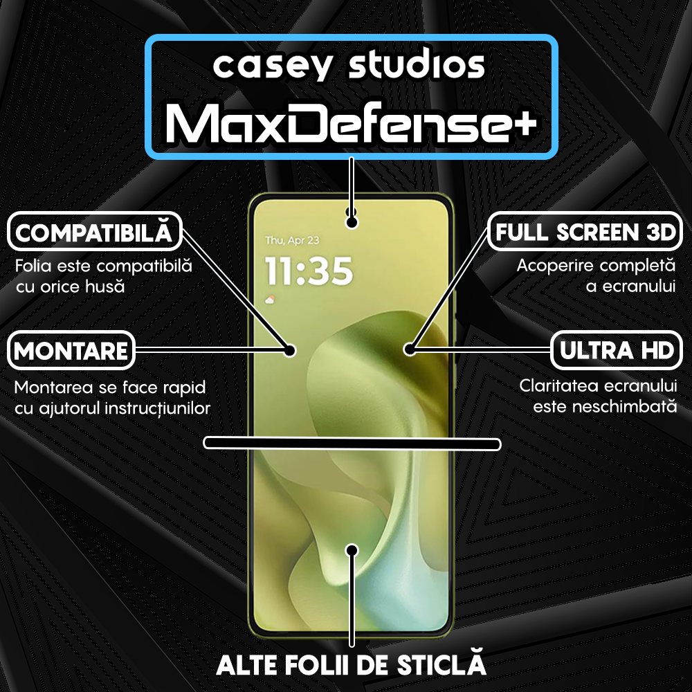 Folie Sticla MaxDefense+ - Motorola Moto G86 5G - Negru