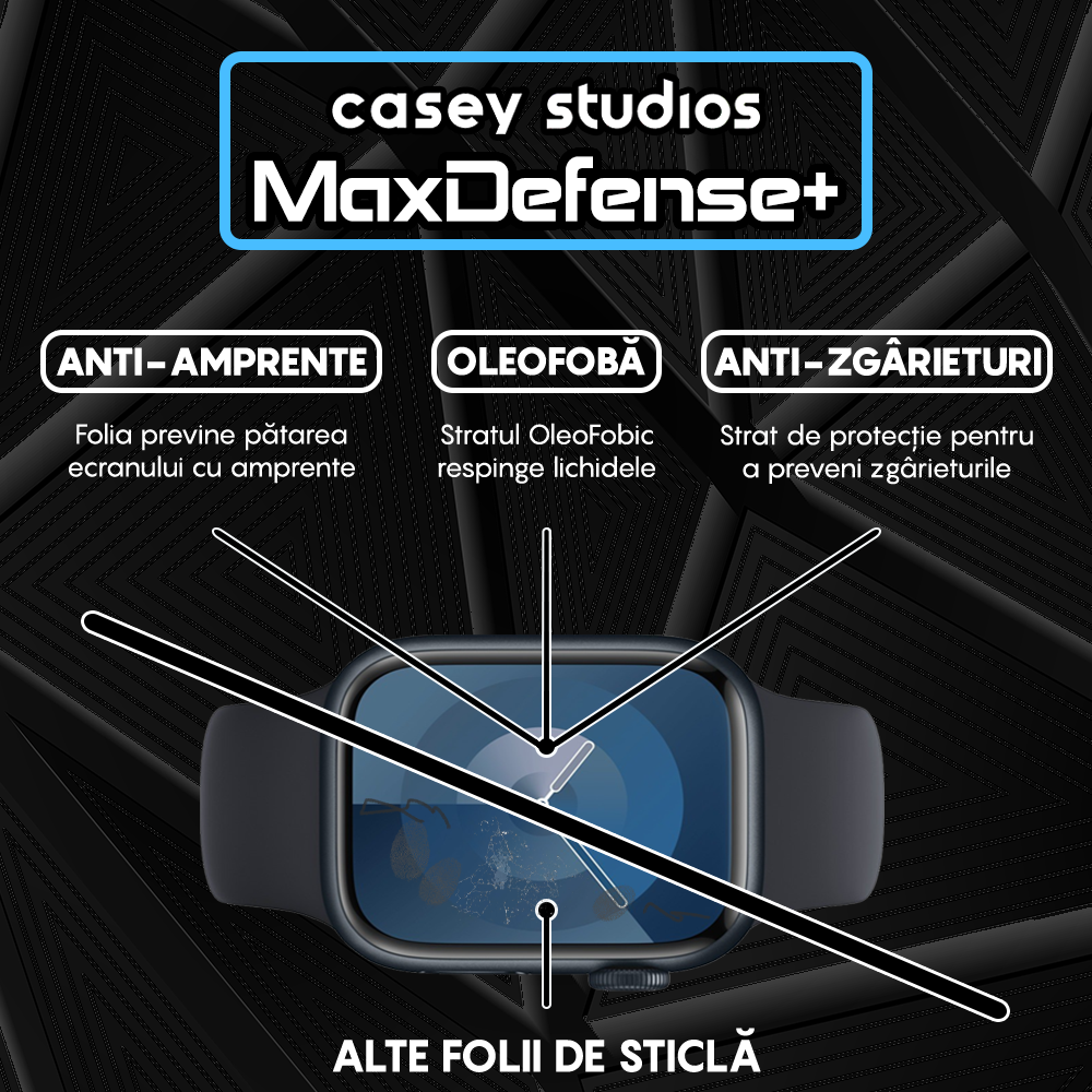 Folie Regenerabila MaxDefense+ - Apple Watch 7/8/9 - 41MM - Negru
