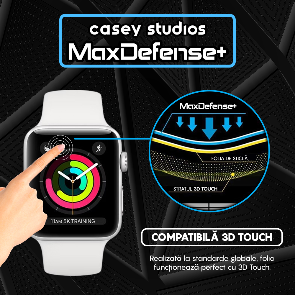 Folie Regenerabila MaxDefense+ - Apple Watch 1/2/3 - 42MM - Negru