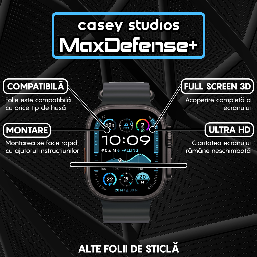 Folie Regenerabila MaxDefense+ - Apple Watch Ultra 1/Ultra 2 - 49MM - Negru