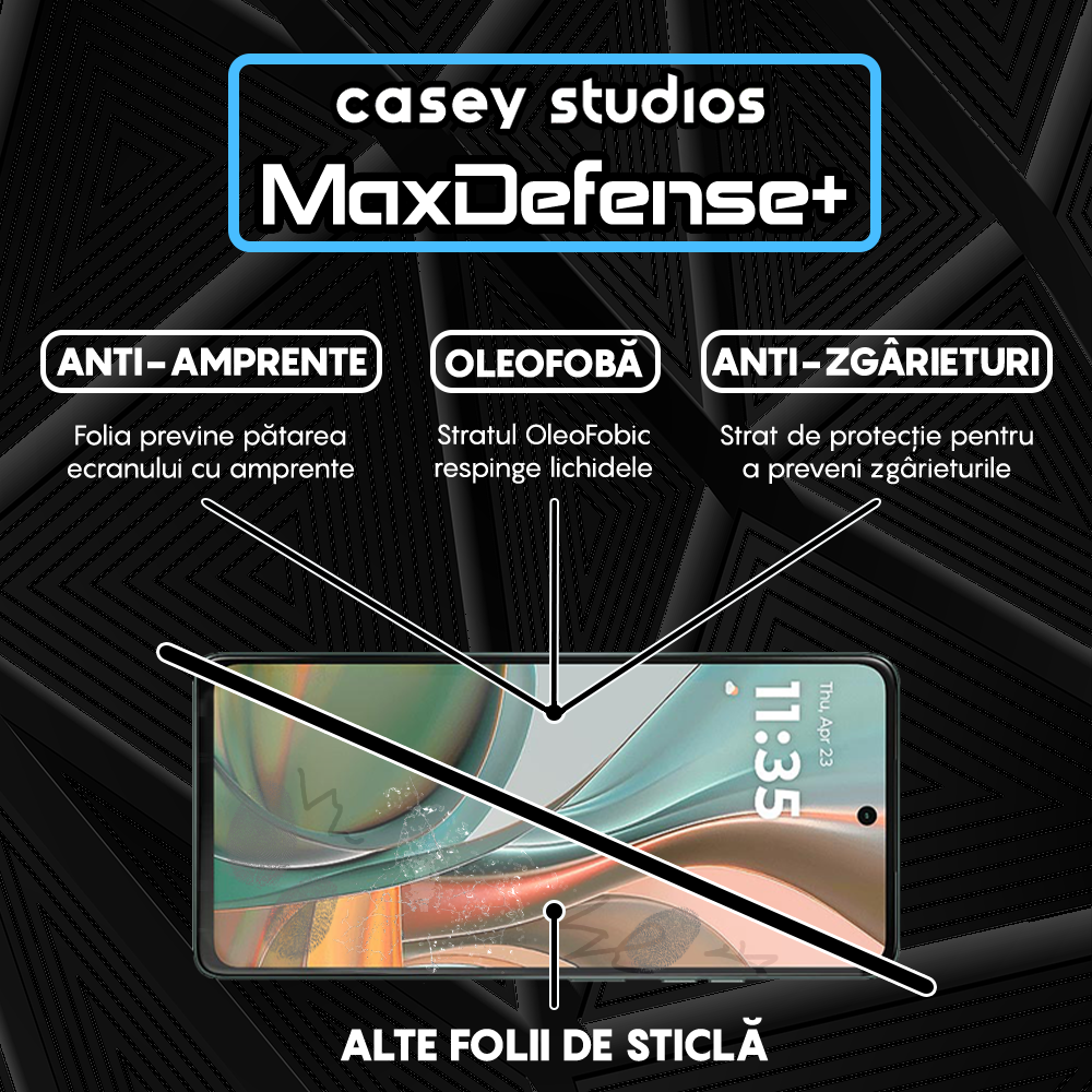 Folie Sticla MaxDefense+ - Motorola Moto G75 5G - Negru