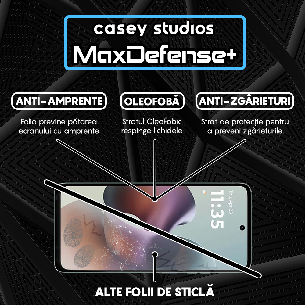 Folie Sticla MaxDefense+ - Motorola Moto G56 5G - Negru