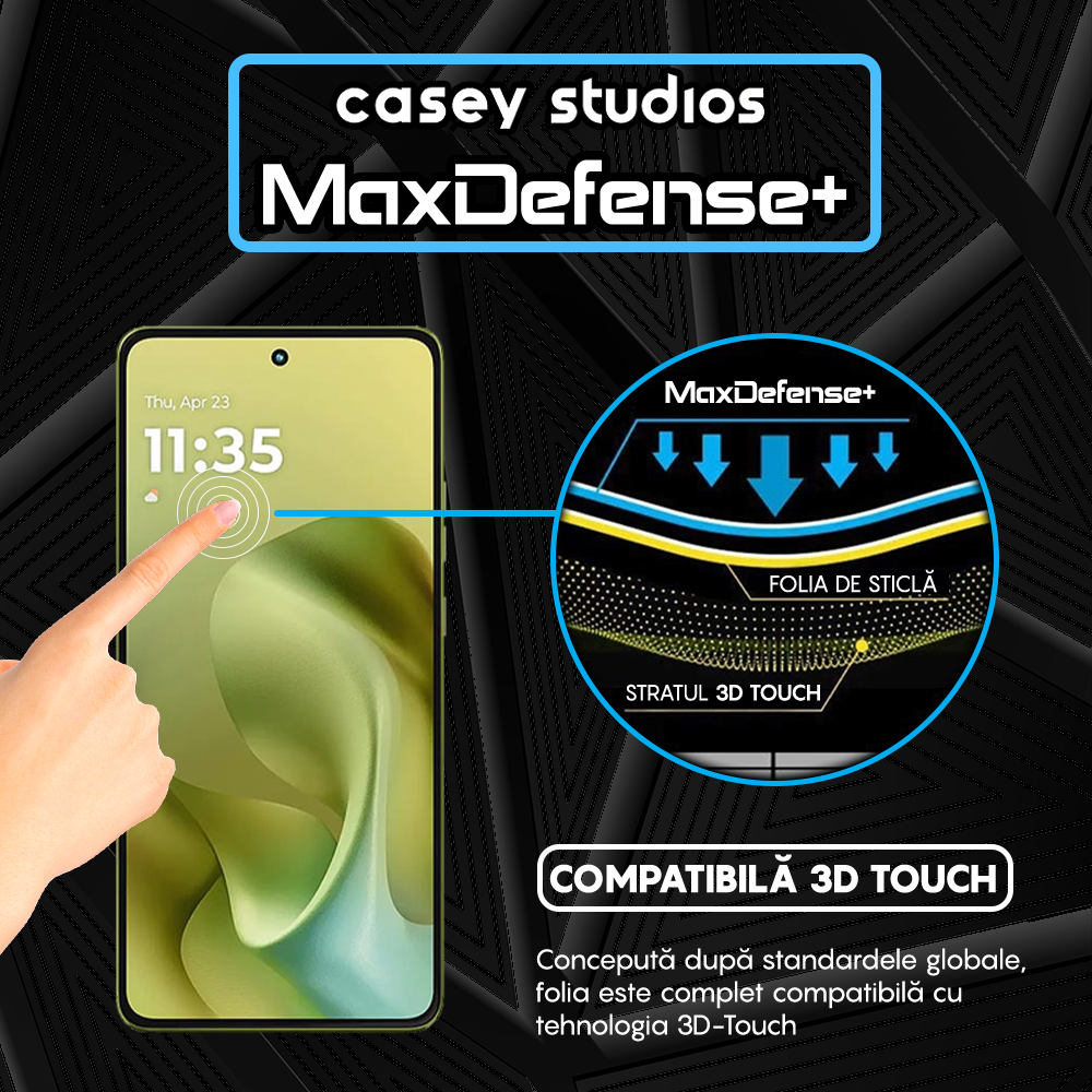 Folie Sticla MaxDefense+ - Motorola Moto G86 5G - Negru
