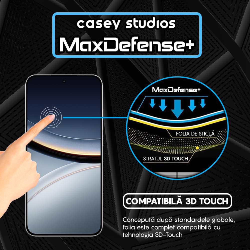 Folie Sticla MaxDefense+ - Xiaomi Poco F7 - Negru