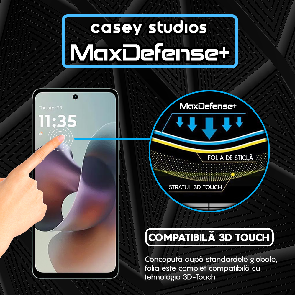 Folie Sticla MaxDefense+ - Motorola Moto G56 5G - Negru