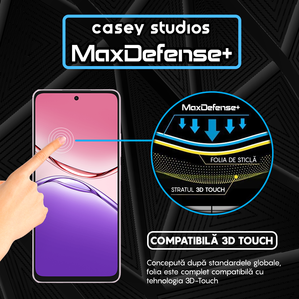 Folie Sticla MaxDefense+ - Oppo A5 Pro 5G - Negru