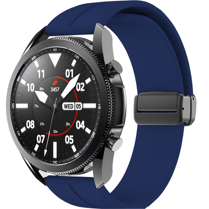 Curea Silicone Metallic Link - Amazfit Active/GTR Mini/Bip3 pro/Bip3/GTS4 Mini/GTS 3/GTS2e/GTS2mini/GTS 2/ pop pro/pop/BIP U/GTR 42mm/GTS/BIP/BIP lite/Bip1S - 20mm - Albastru Inchis