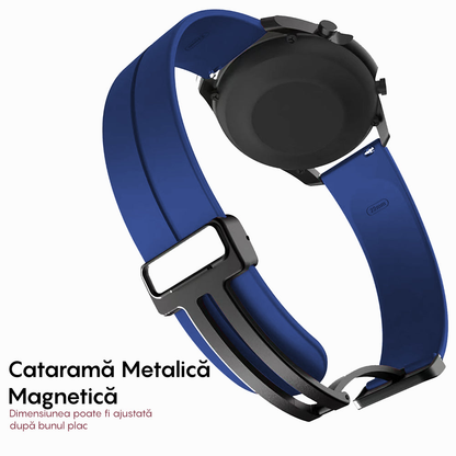 Curea Silicone Metallic Link - Amazfit Active/GTR Mini/Bip3 pro/Bip3/GTS4 Mini/GTS 3/GTS2e/GTS2mini/GTS 2/ pop pro/pop/BIP U/GTR 42mm/GTS/BIP/BIP lite/Bip1S - 20mm - Albastru Inchis