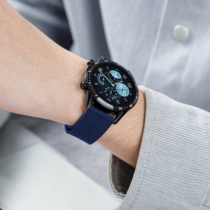 Curea Silicone Metallic Link - Amazfit Active/GTR Mini/Bip3 pro/Bip3/GTS4 Mini/GTS 3/GTS2e/GTS2mini/GTS 2/ pop pro/pop/BIP U/GTR 42mm/GTS/BIP/BIP lite/Bip1S - 20mm - Albastru Inchis