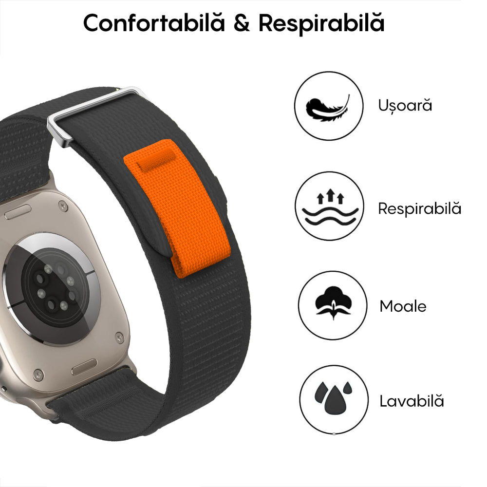 Curea Trail Expedition - Apple Watch 1/2/3/4/5/6/7/8/9/10/11/SE/SE2/SE3 - 38/40/41/42 MM - Negru