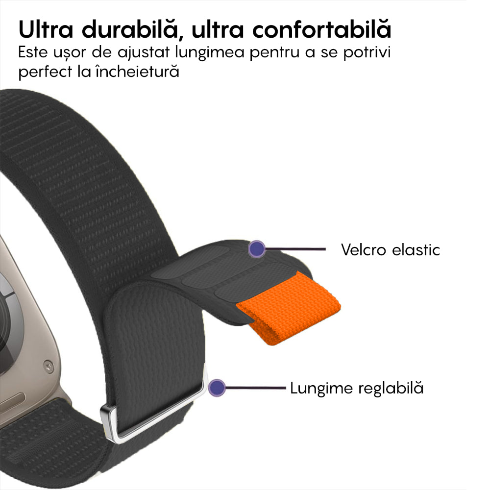 Curea Trail Expedition - Apple Watch 1/2/3/4/5/6/7/8/9/10/11/SE/SE2/SE3 - 38/40/41/42 MM - Negru