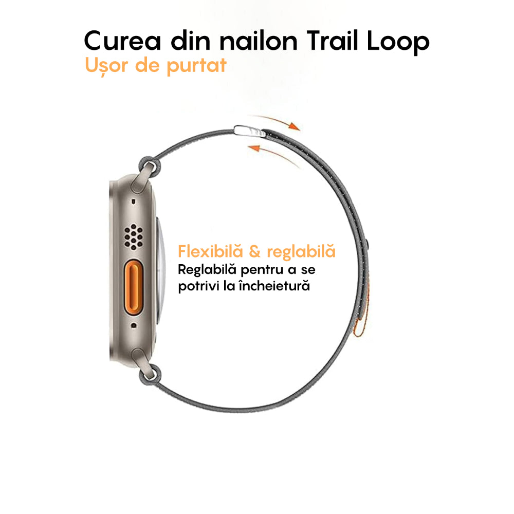 Curea Trail Expedition - Apple Watch 1/2/3/4/5/6/7/8/9/10/11/SE/SE2/SE3 - 38/40/41/42 MM - Gri Deschis