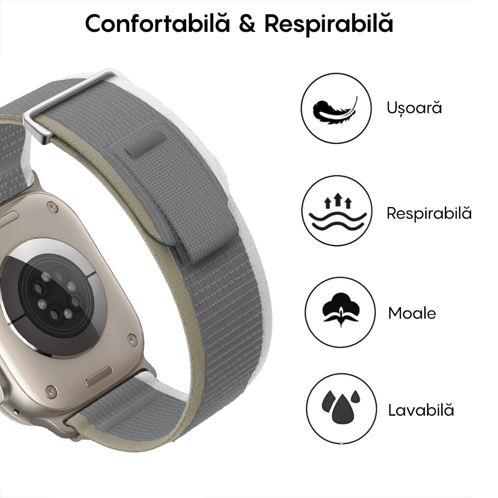 Curea Trail Expedition - Apple Watch 1/2/3/4/5/6/7/8/9/10/11/SE/SE2/SE3/Ultra 1/Ultra 2/Ultra 3 - 42/44/45/46/49 MM - Gri