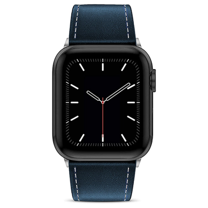 Curea Leather Heritage - Apple Watch 1/2/3/4/5/6/7/8/9/10/11/SE/SE2/SE3 - 38/40/41/42 MM - Albastru/Alb