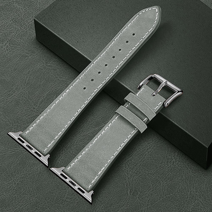 Curea Leather Heritage - Apple Watch 1/2/3/4/5/6/7/8/9/10/11/SE/SE2/SE3 - 38/40/41/42 MM - Gri/Alb