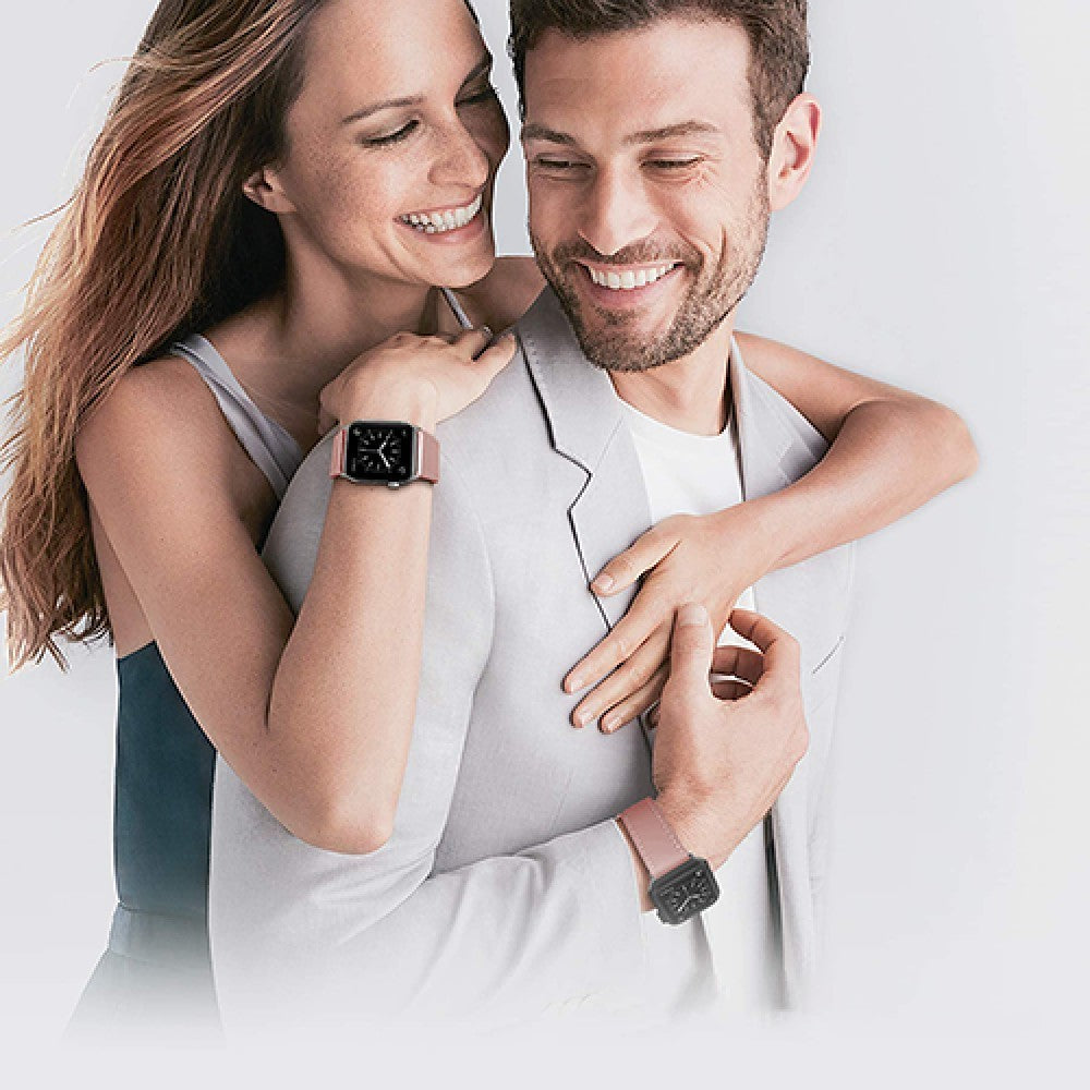 Curea Leather Heritage - Apple Watch 1/2/3/4/5/6/7/8/9/10/11/SE/SE2/SE3/Ultra 1/Ultra 2/Ultra 3 - 42/44/45/46/49 MM - Roz/Alb