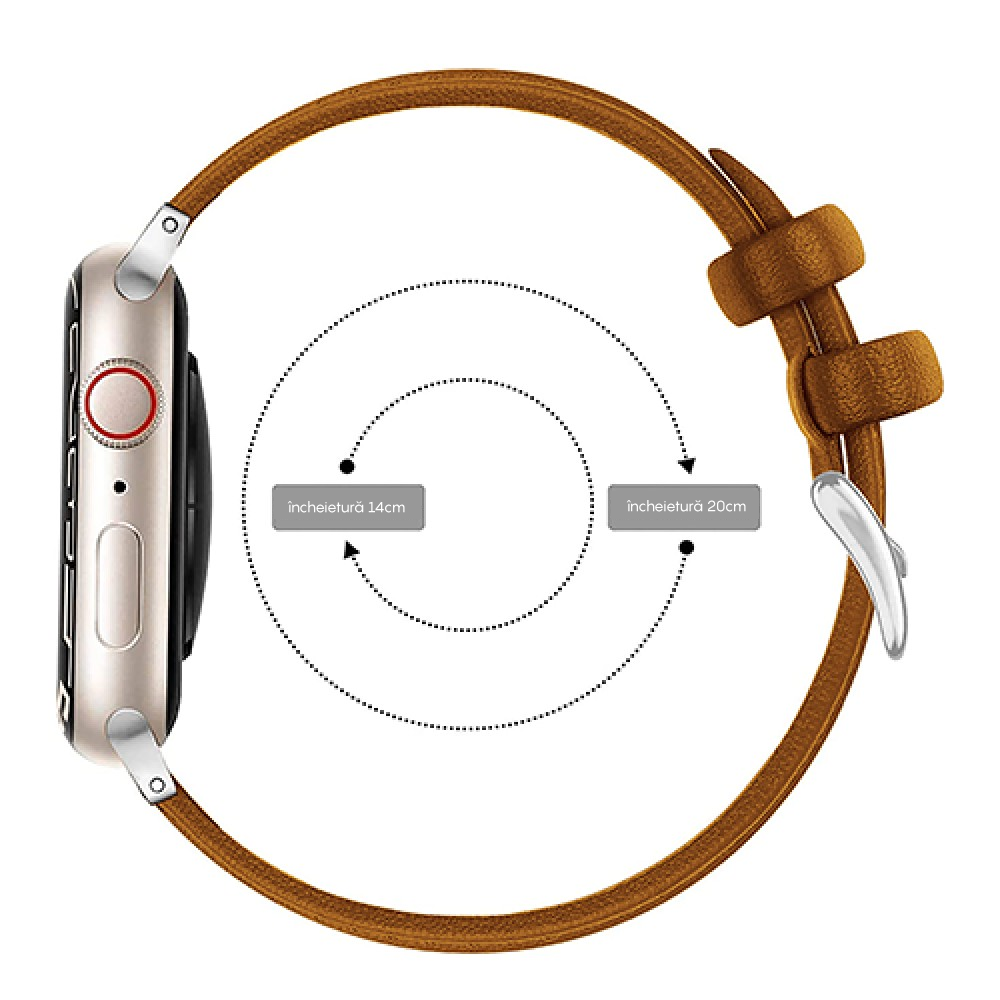 Curea Leather Heritage - Apple Watch 1/2/3/4/5/6/7/8/9/10/11/SE/SE2/SE3/Ultra 1/Ultra 2/Ultra 3 - 42/44/45/46/49 MM - Maro