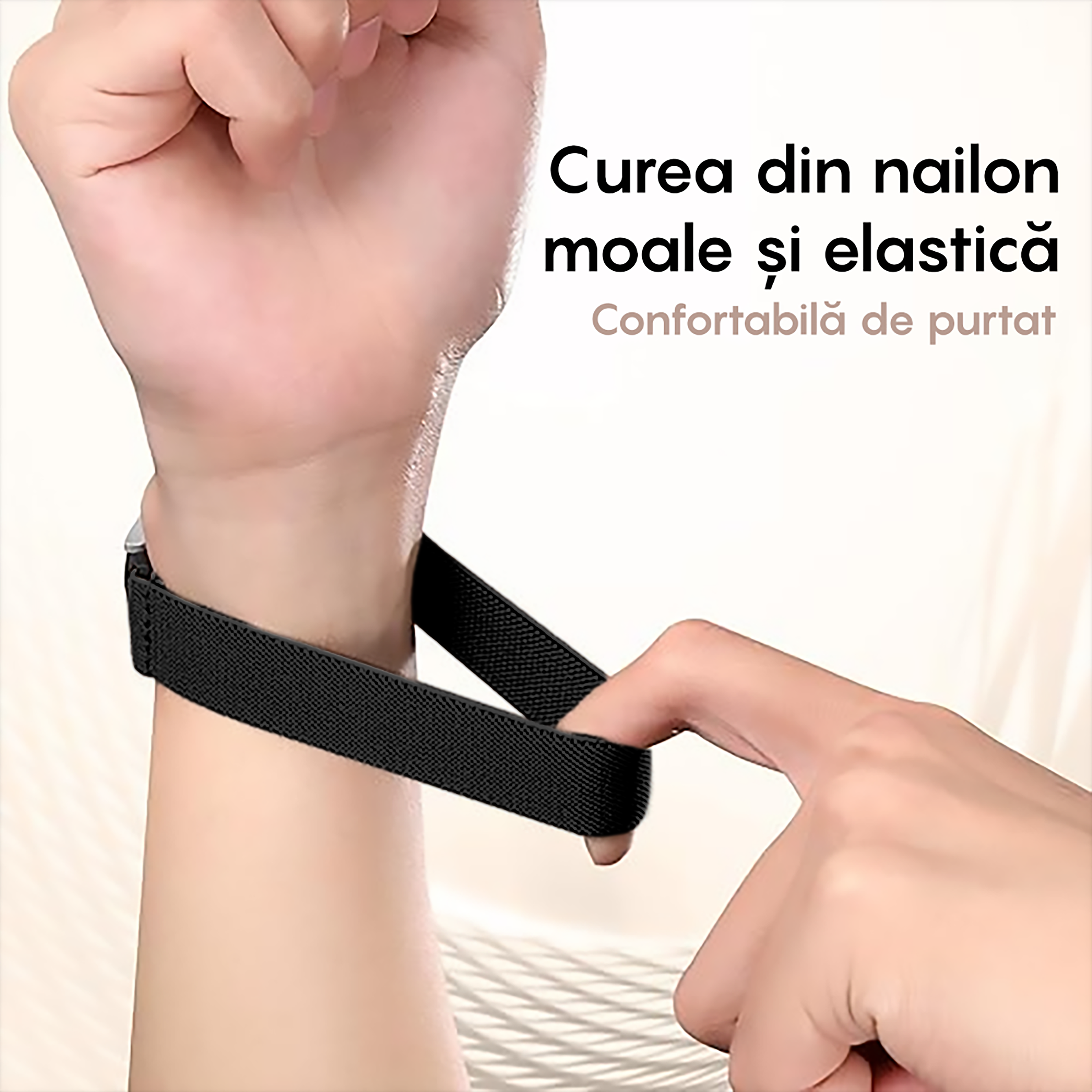 Curea Braided Classic - Honor Watch SE/MagicWatch2 - 20mm - Negru