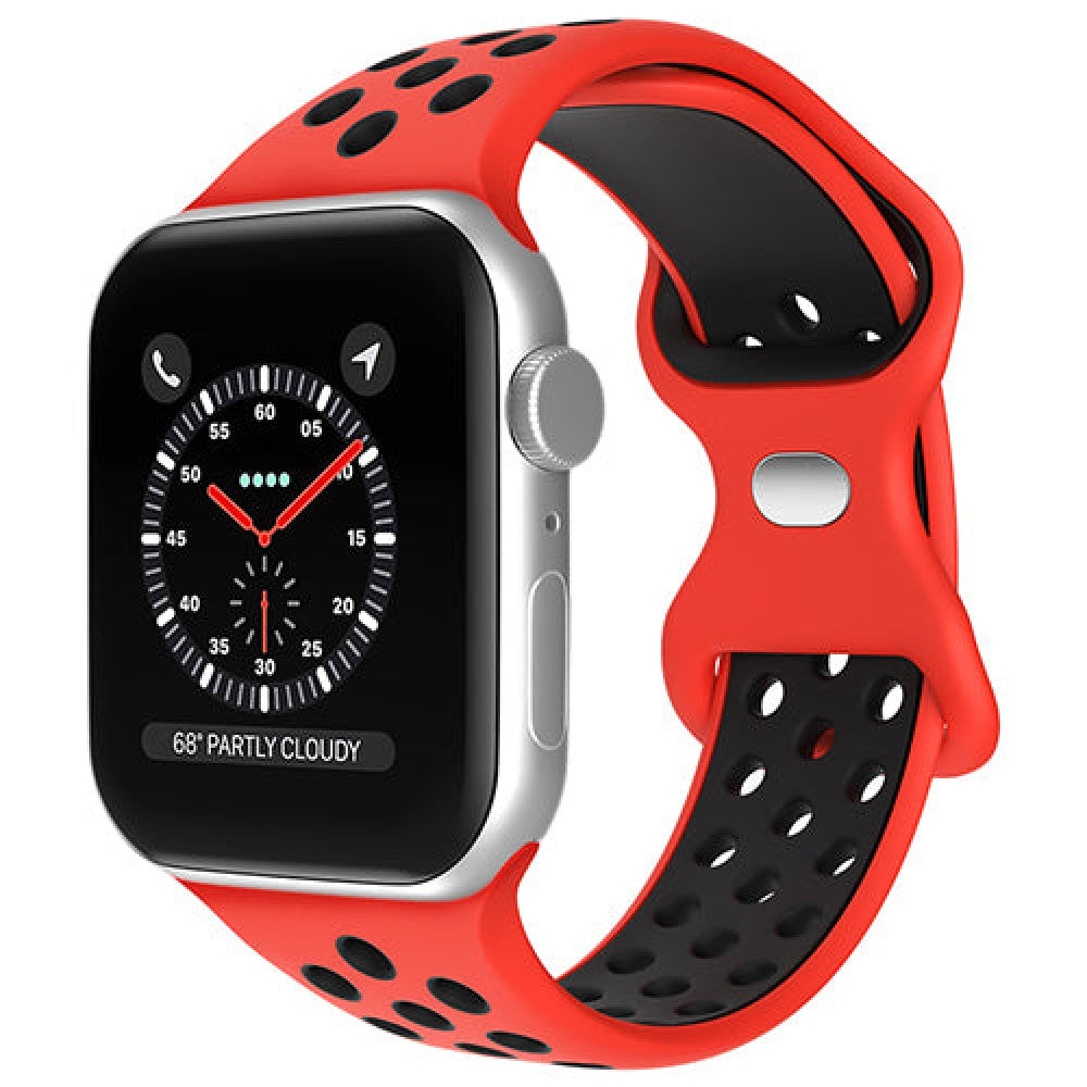 Curea Silicone Flex Loop - Apple Watch 1/2/3/4/5/6/7/8/9/10/11/SE/SE2/SE3 - 38/40/41/42 MM - Red/Black