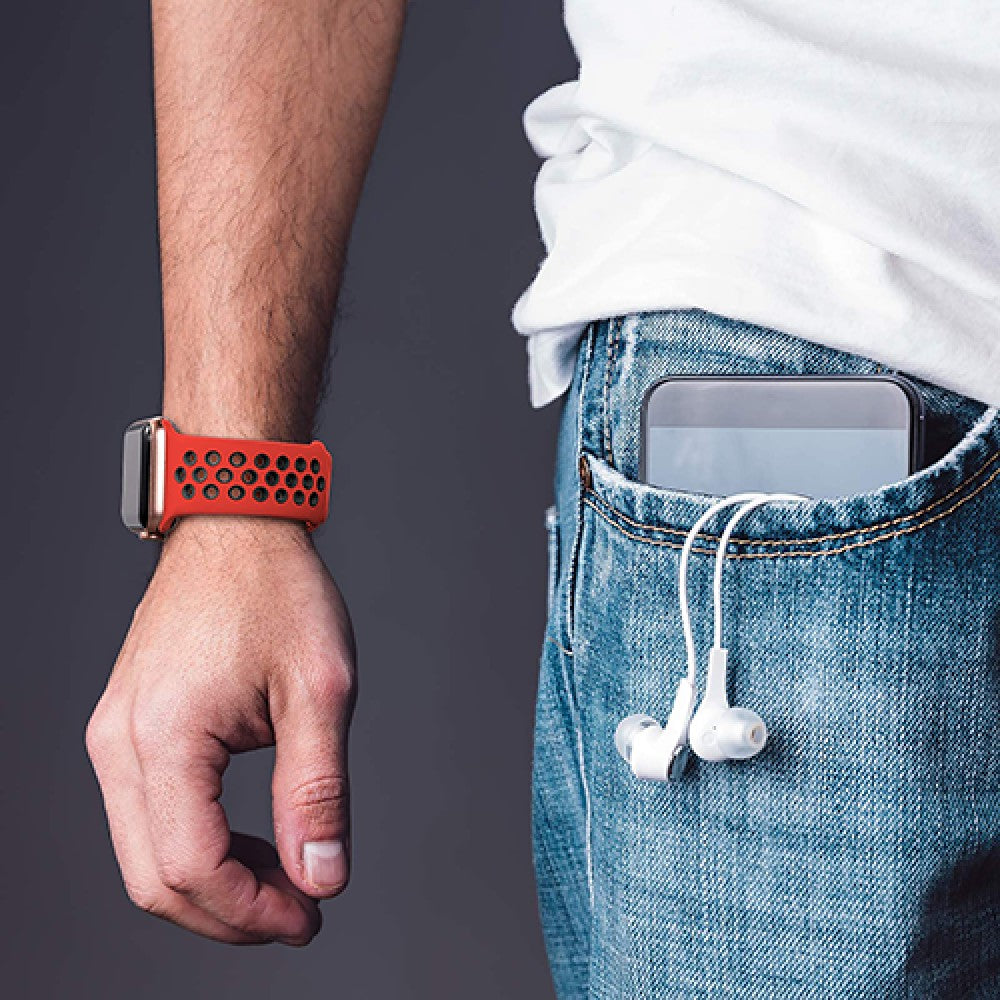 Curea Silicone Flex Loop - Apple Watch 1/2/3/4/5/6/7/8/9/10/11/SE/SE2/SE3 - 38/40/41/42 MM - Red/Black