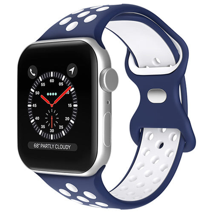 Curea Silicone Flex Loop - Apple Watch 1/2/3/4/5/6/7/8/9/10/11/SE/SE2/SE3 - 38/40/41/42 MM - Midnight Blue/White